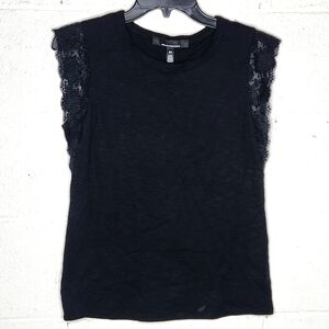 White House Black Market Black Top With Lace Detail